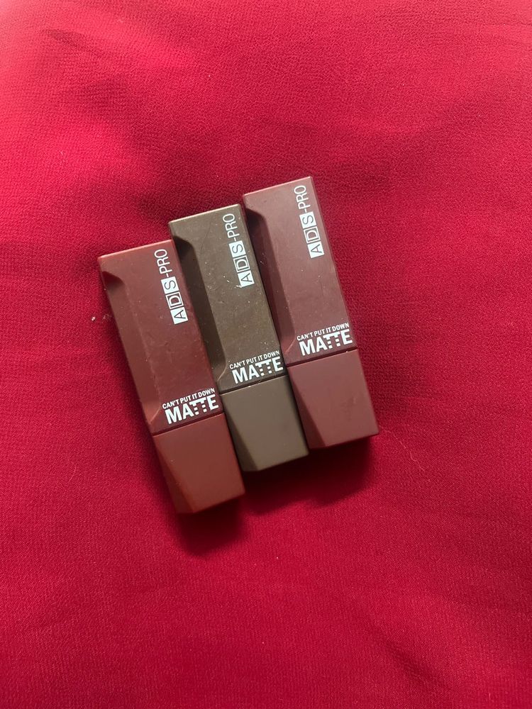 ADS Pro Matte Lipstick Trio pack of three