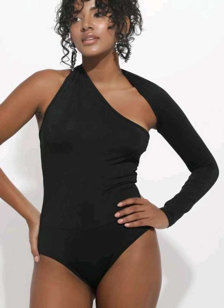 Asymmetric Black Bodysuit