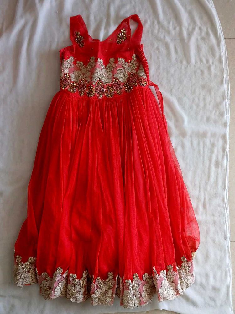 Orange Embroidered Girls Dress.