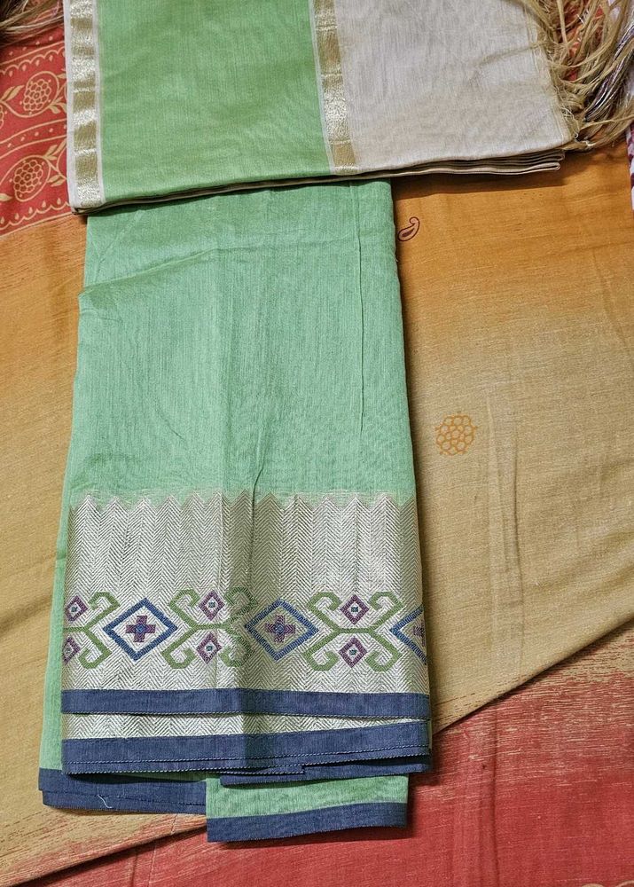 Elegant Green Kurta Material With Dupatta
