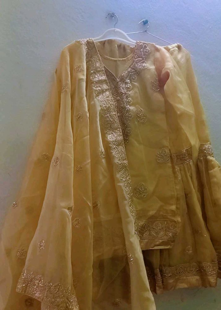 Golden Colour Gharara Set