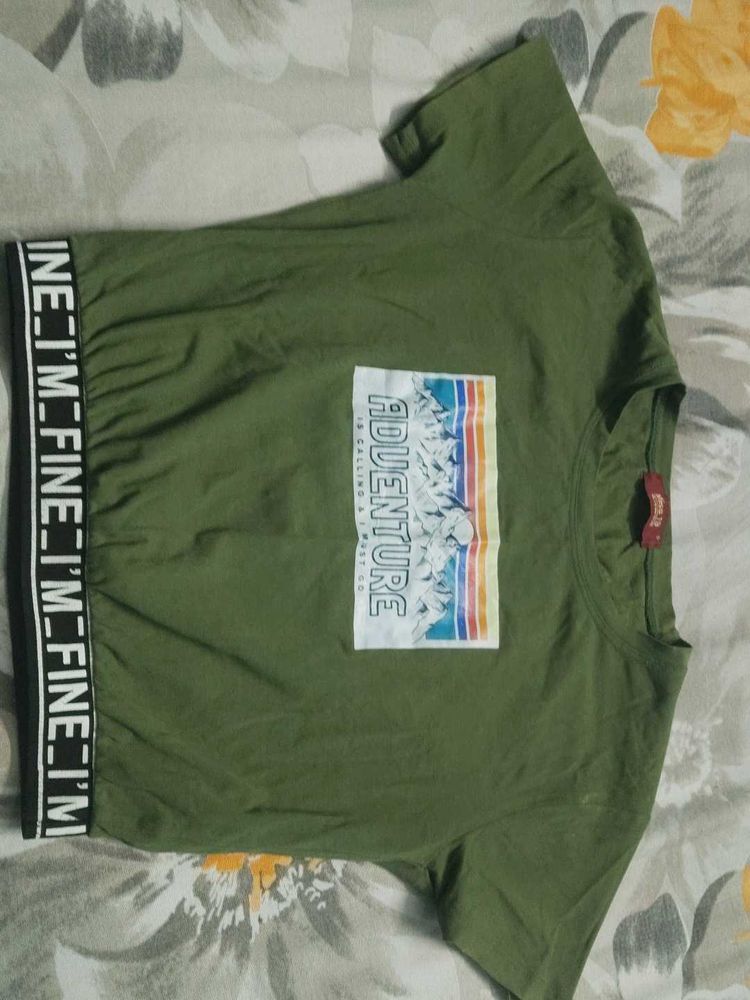 Olive Green 'Adventure' Graphic Tee