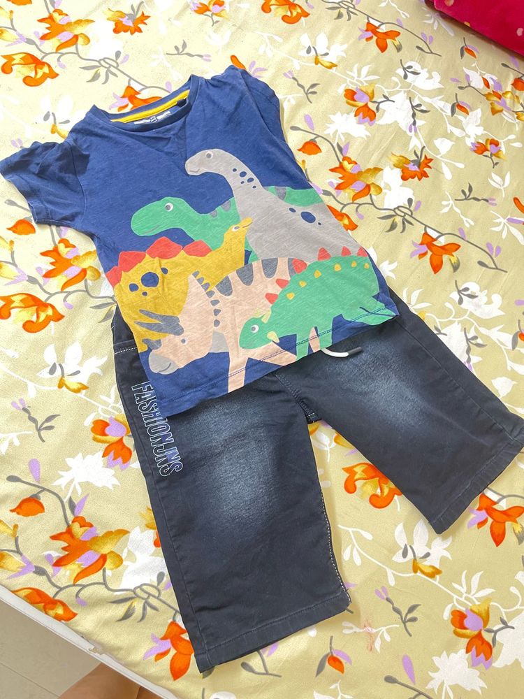 Combo Of Capri With T Shirt For 3-4 Yrs Old Kid