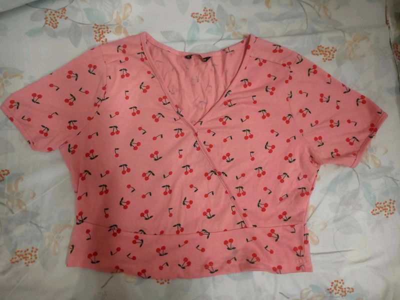 Cute Cherry Print Crop Top