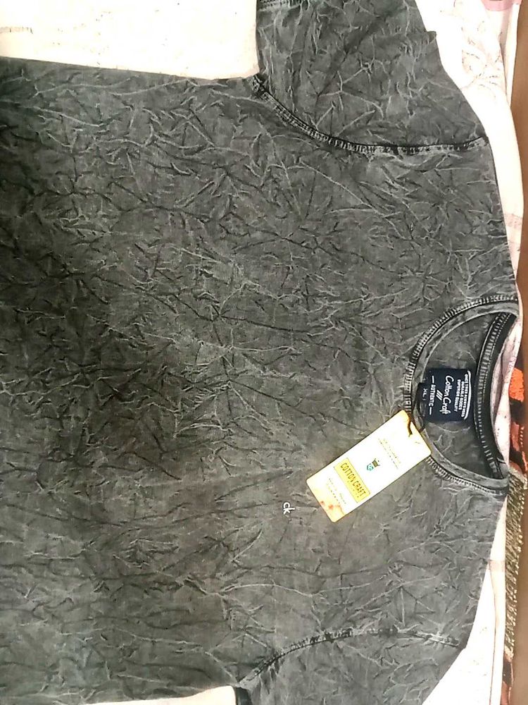 Stylish Grey Cotton Craft T-Shirt