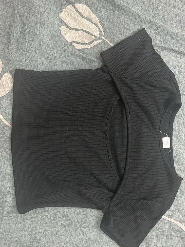 Black Cutout Ribbed Top