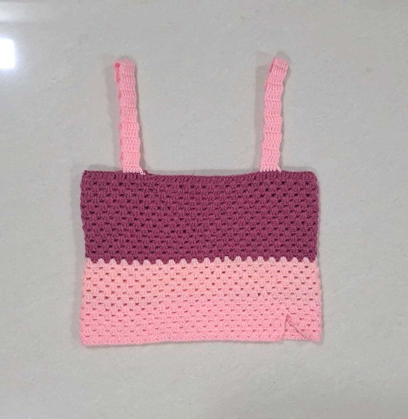 Crochet Colorblock Crop Top