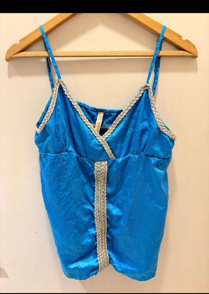 Blue Spaghetti Strap Top