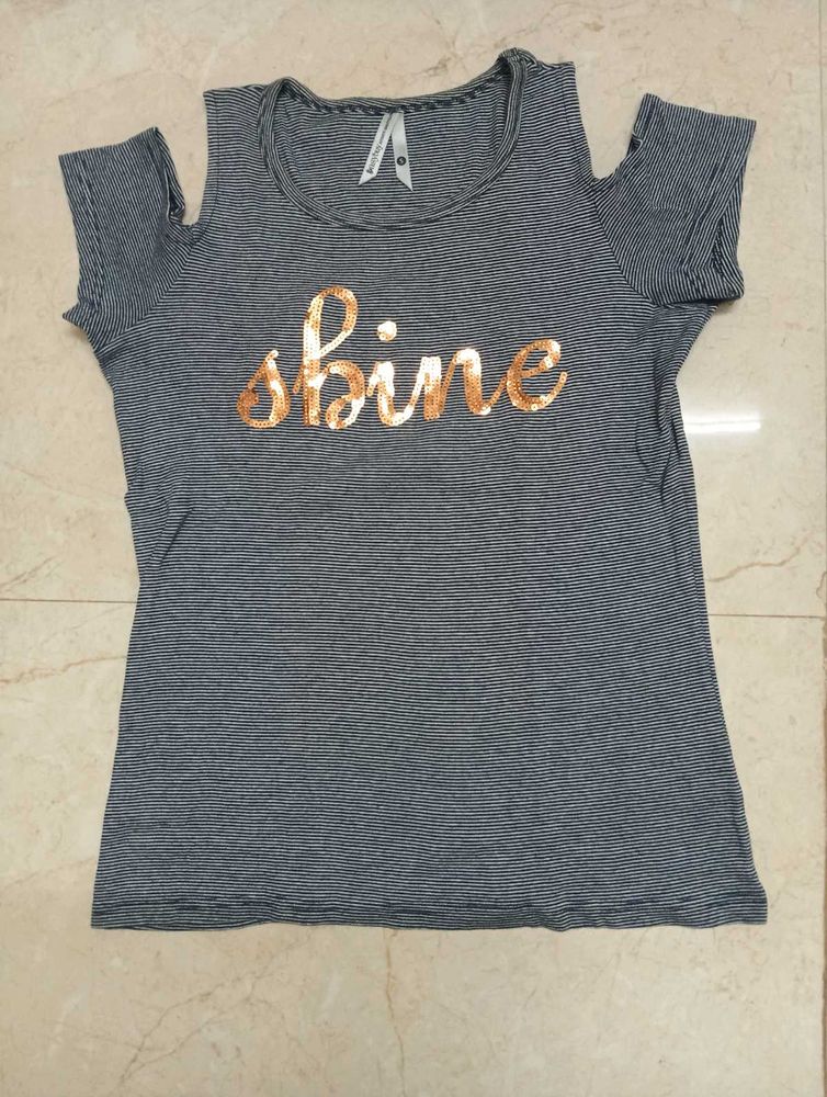 Striped Cold Shoulder Top