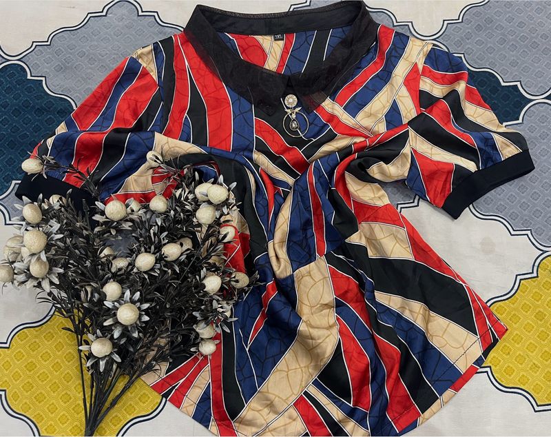 multicolor satin top