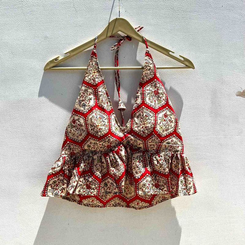 Boho Peplum Halter Top