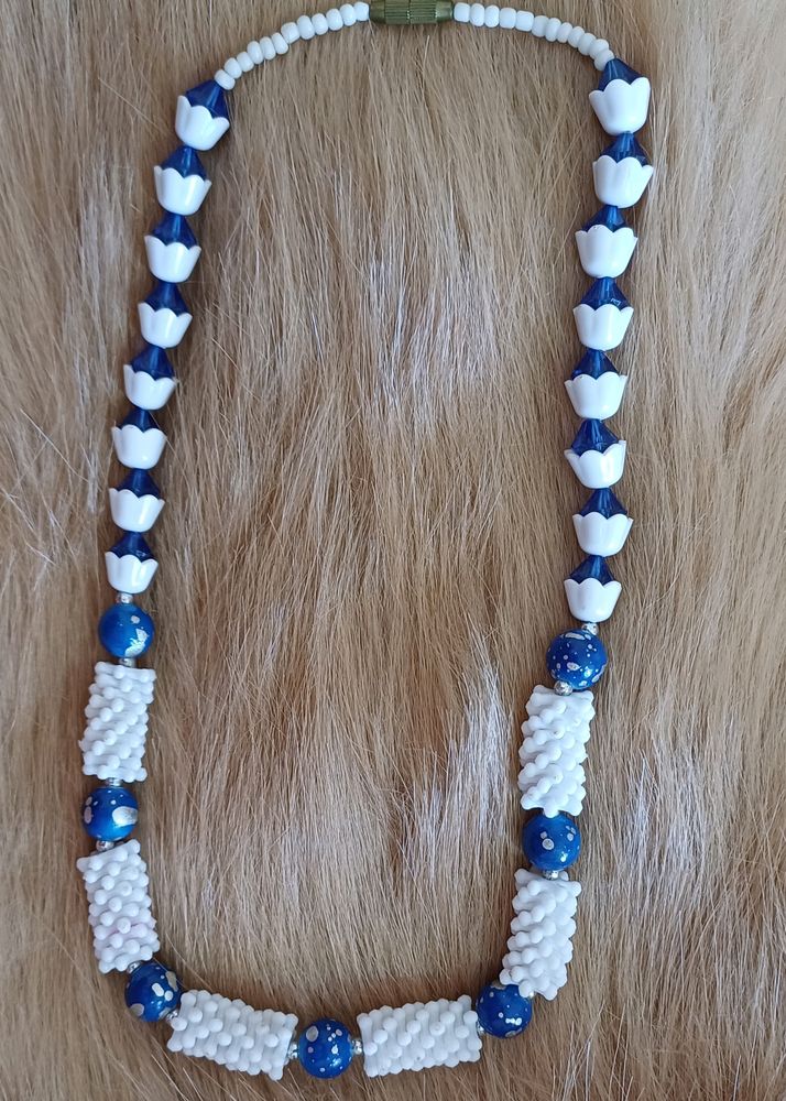 White And Blue Pearl Necklace