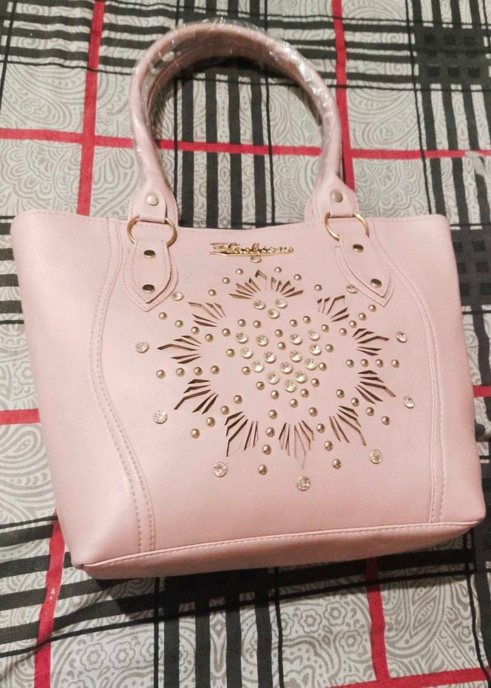 Pink Embellished Tote Bag