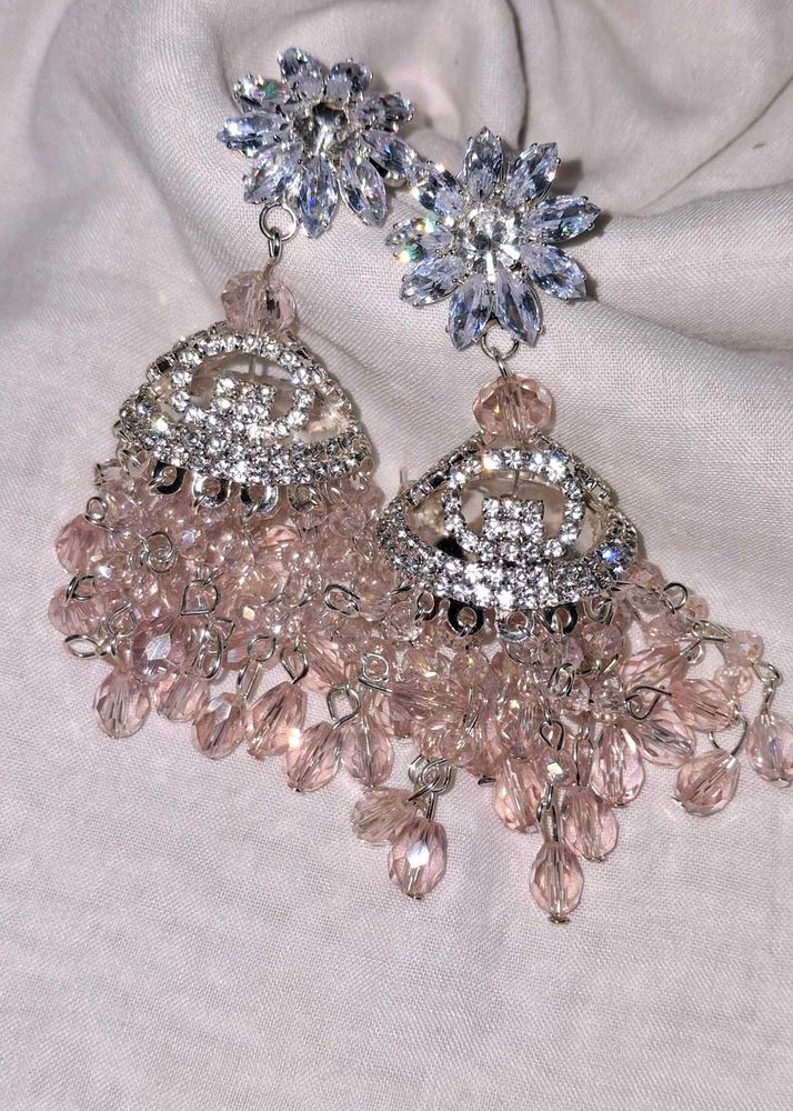 Sparkling Pink Jhumka Earrings