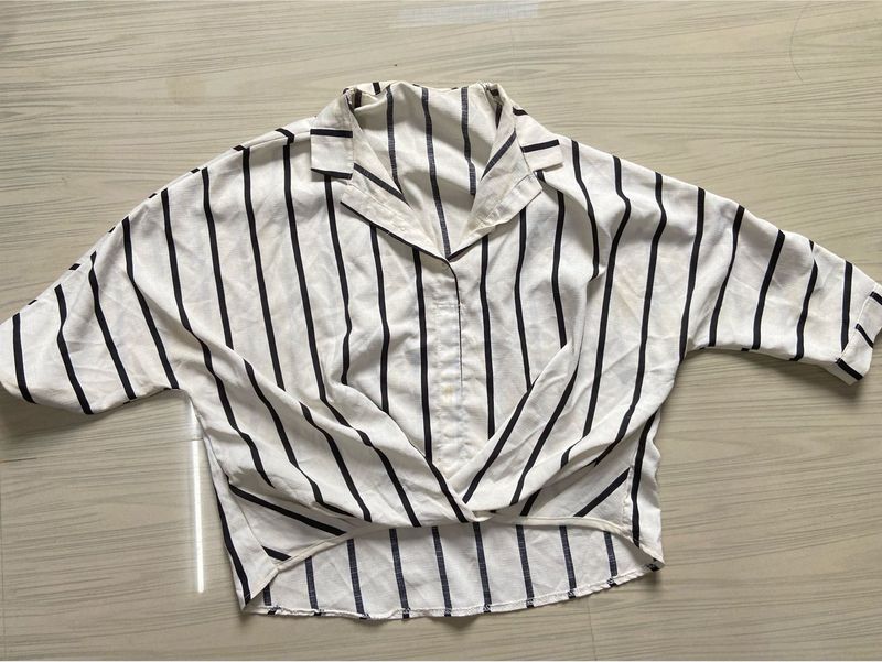 Striped Twist-Front Top