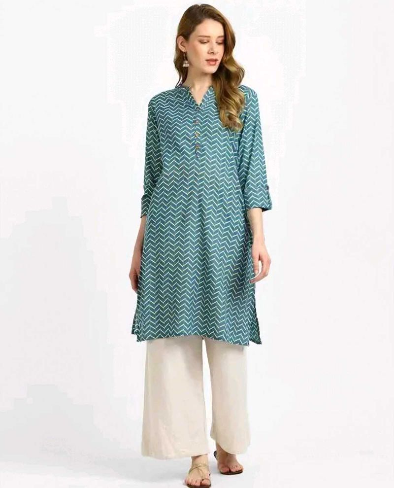 Teal Printed Kurta