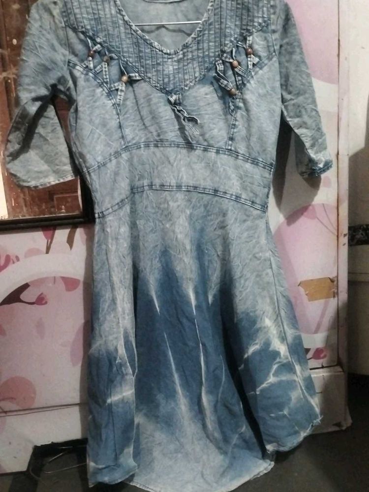 Denim Tie-Dye Mini Dress