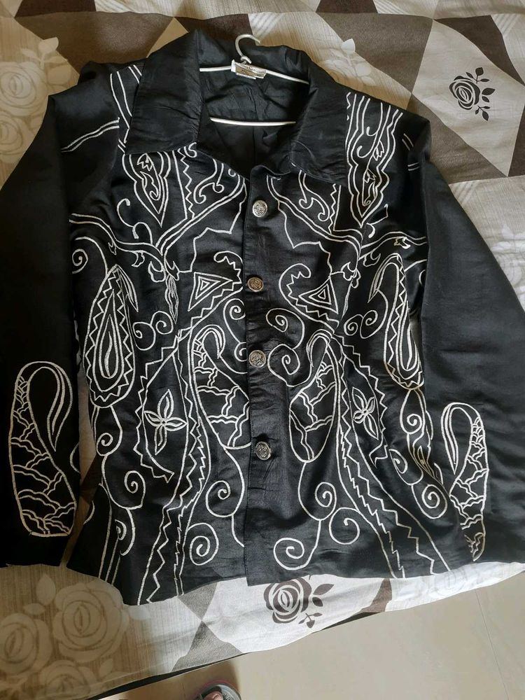 Embroidered Silk Blend Jacket
