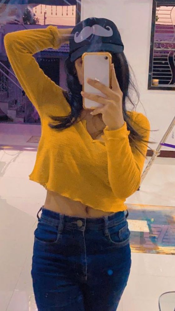 yellow crop top with full sleeves