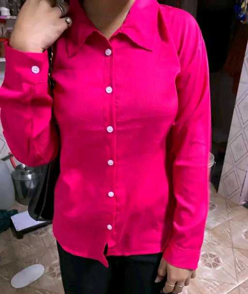 Pink Button-Down Top
