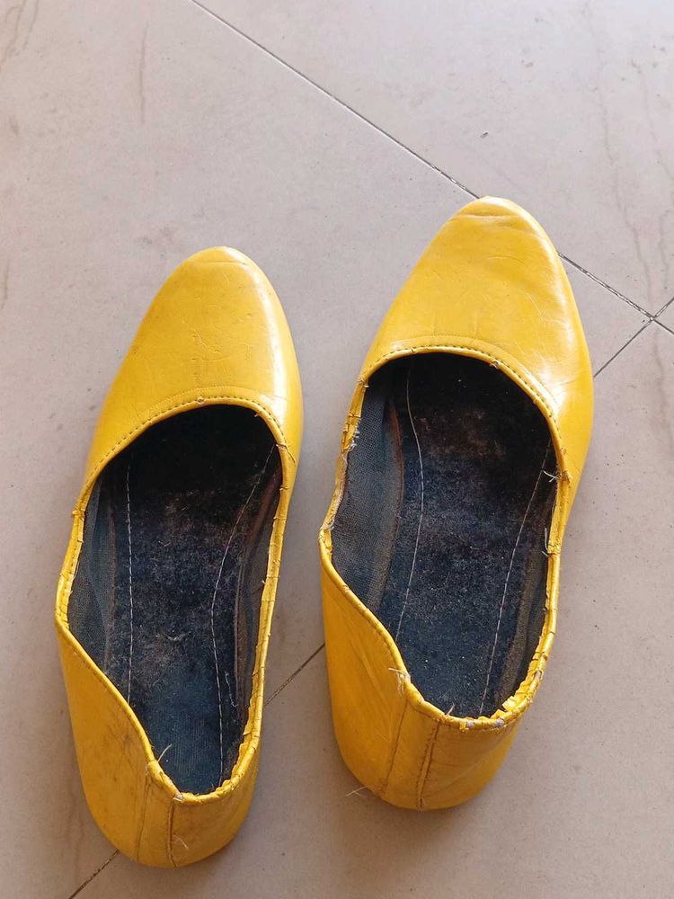 Yellow Leather Slip-On Shoes