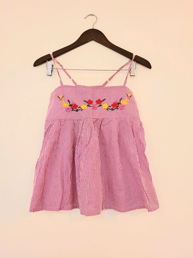 Strappy Embroidered Top