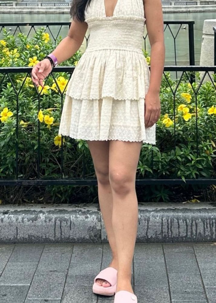 White Halter Neck Dress – XS, Worn Once
