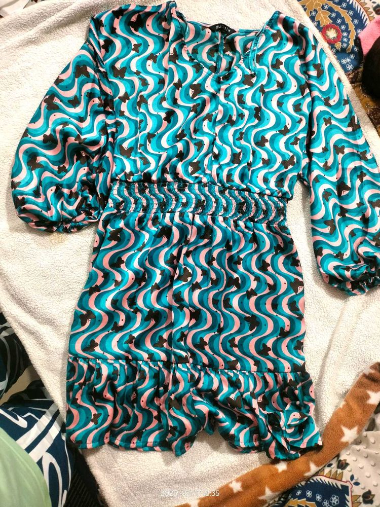 Retro Print Mini Dress Top
