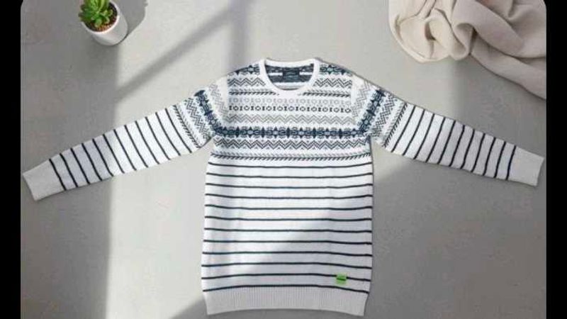 Striped Knit Pullover Sweater LIKE NEW .