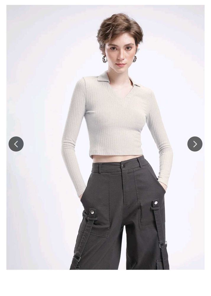 Ribbed Long Sleeve Crop Top