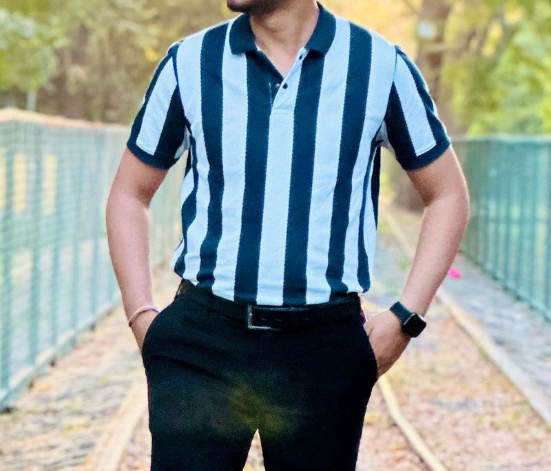 Striped Polo T Shirt