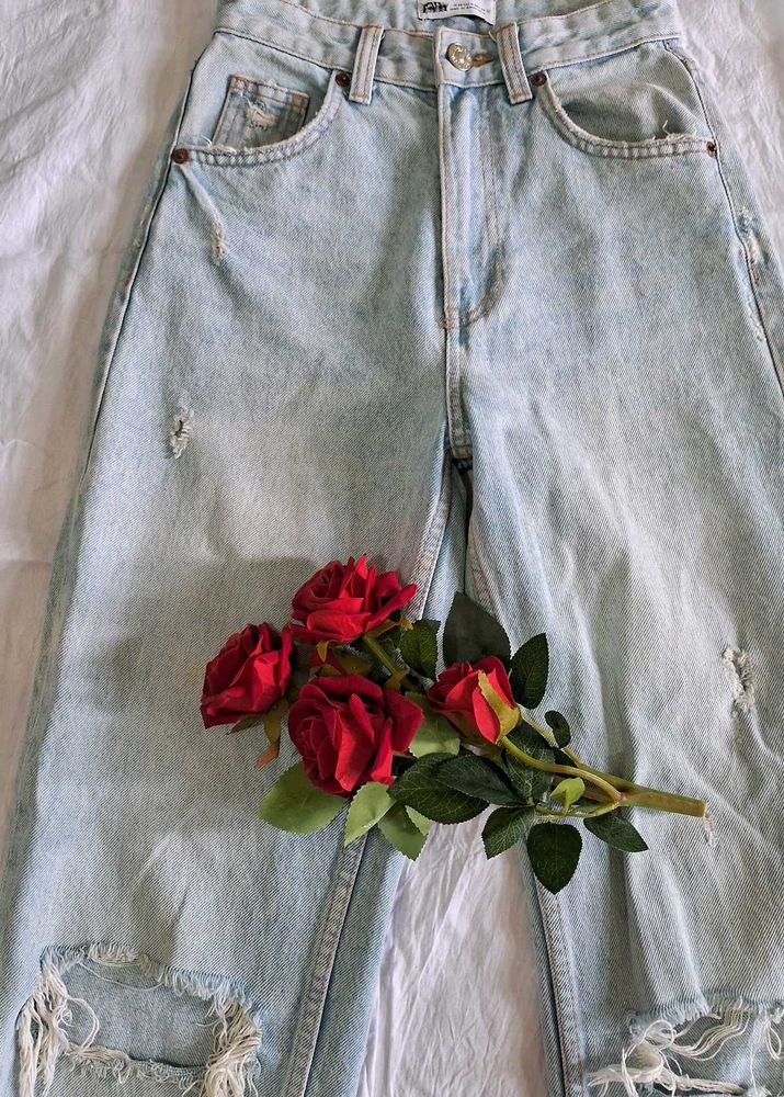 Light Wash Ribbed Jeans