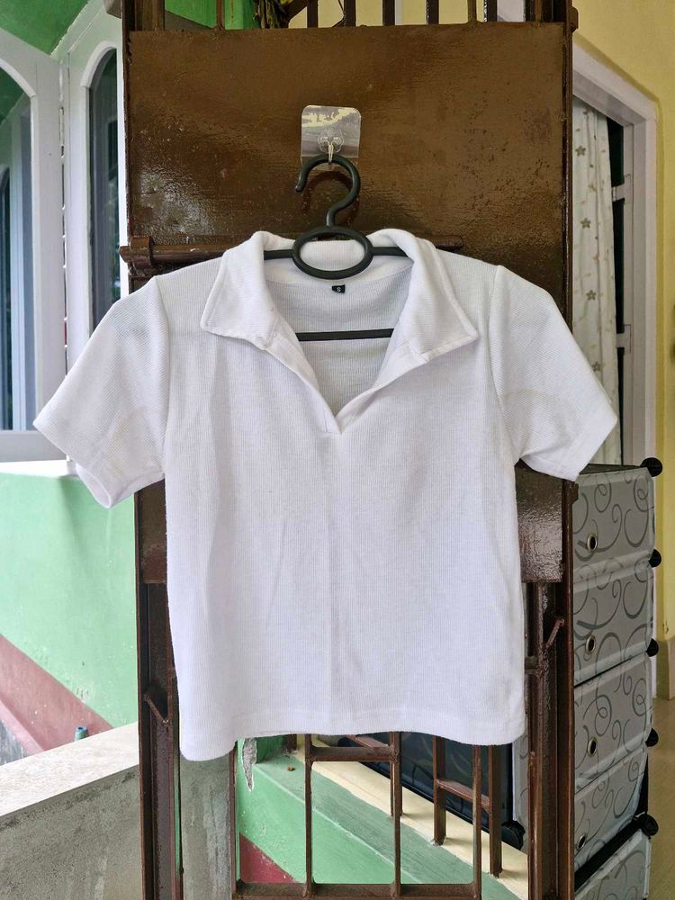 Casual Reqular Sleeves Solid Women White Top
