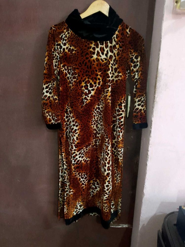 Animal Print velvet  kurta