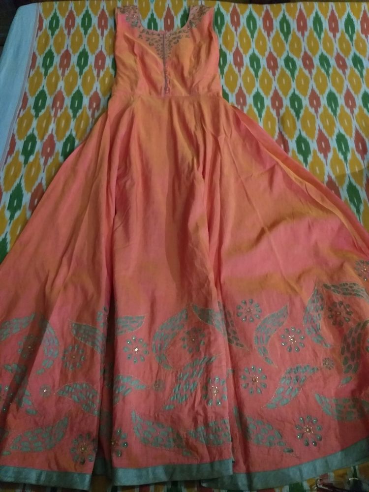 Elegant Orange Anarkali Dress