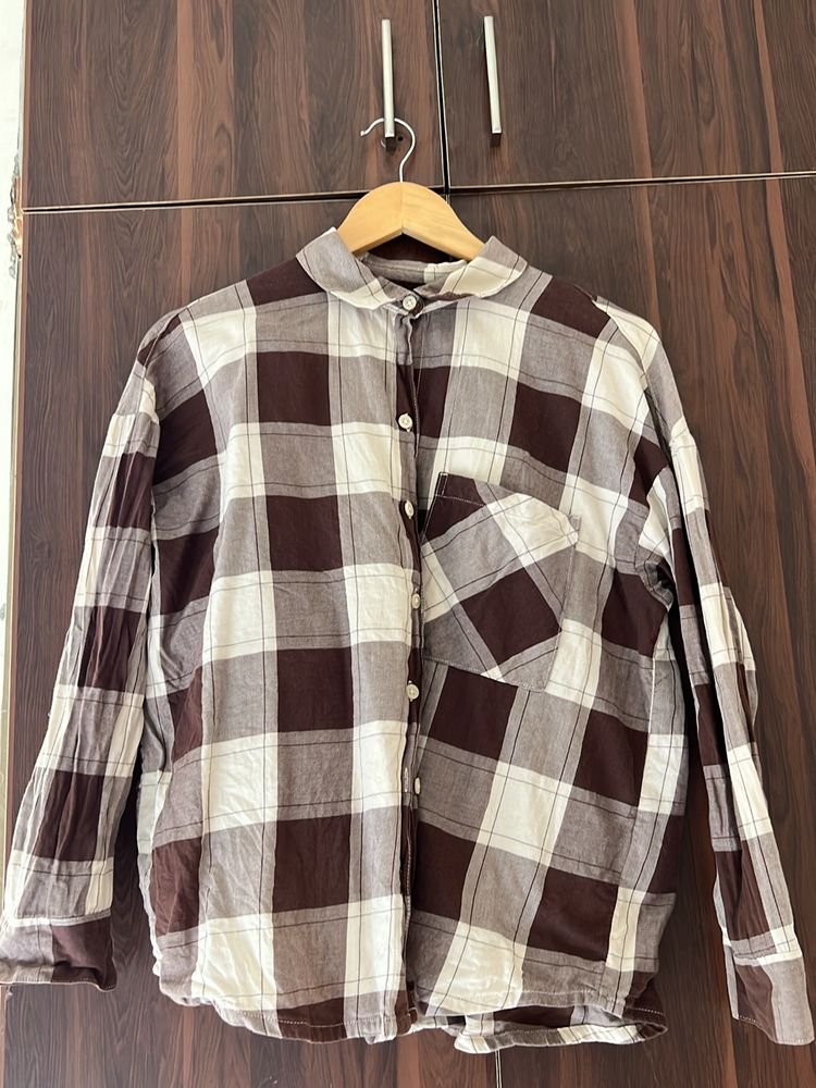 Coffee Brown Check Shirt