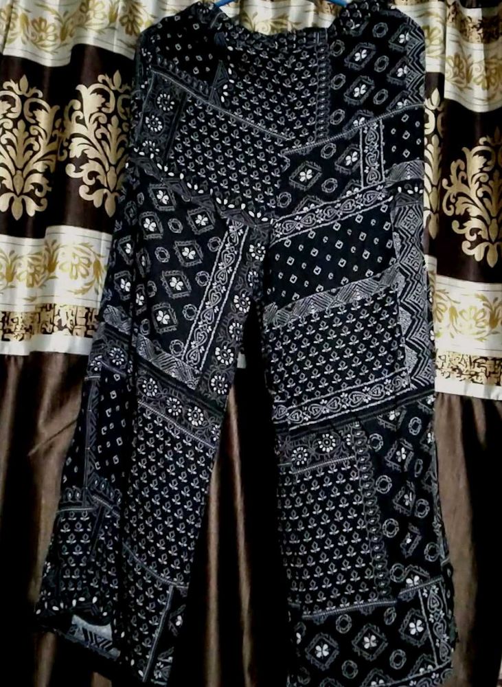 Boho Black and White Wide Leg Pant Plazo