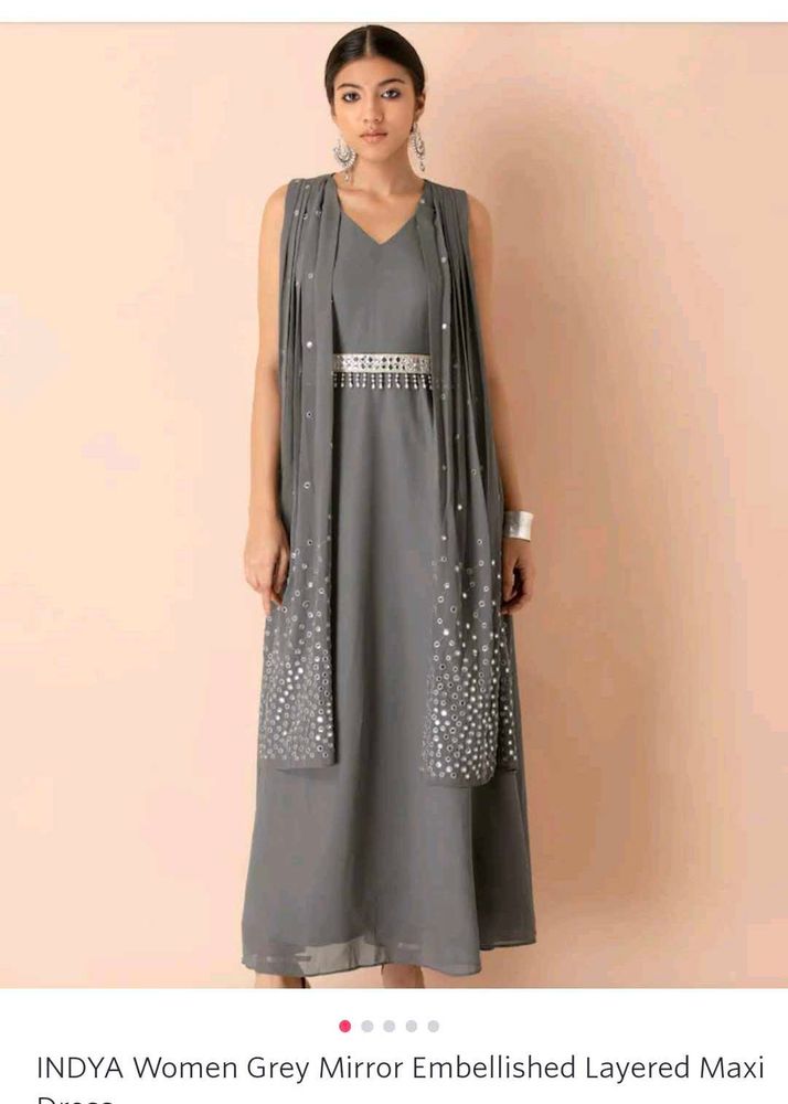 Indya Grey Embellished Traditional Gown