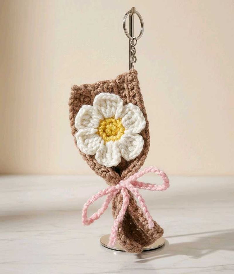 Crochet Flower Bouquet Keychain
