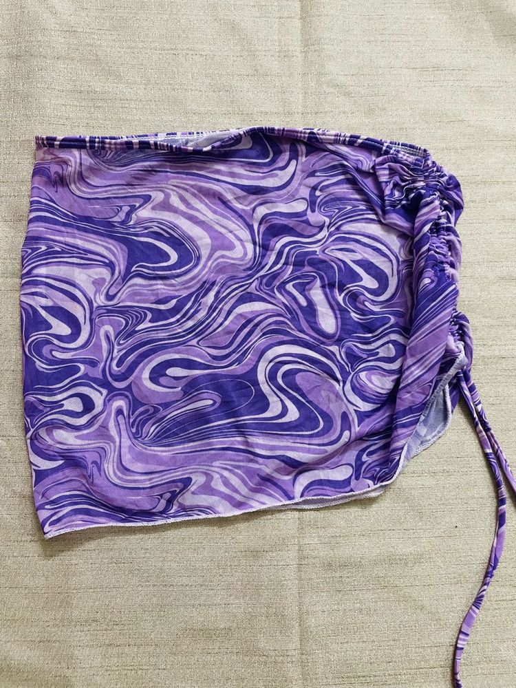 Abstract Print Drawstring Skirt