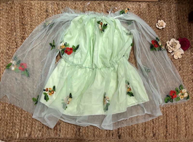 Floral Embroidered Tulle Top