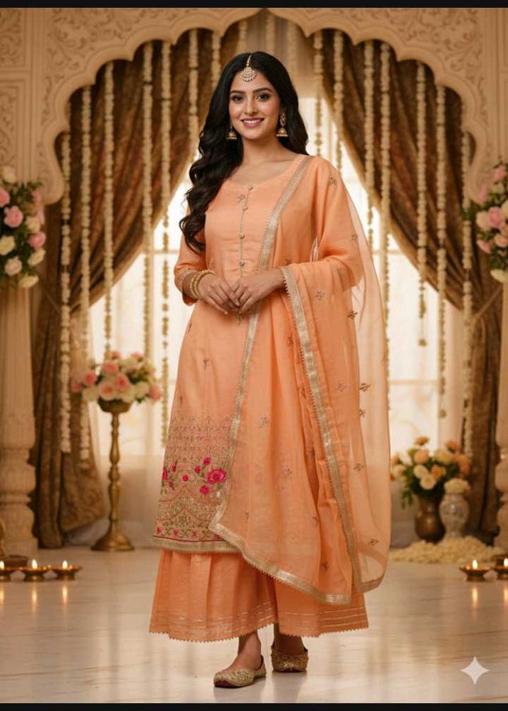 Peach Kurta garara Set