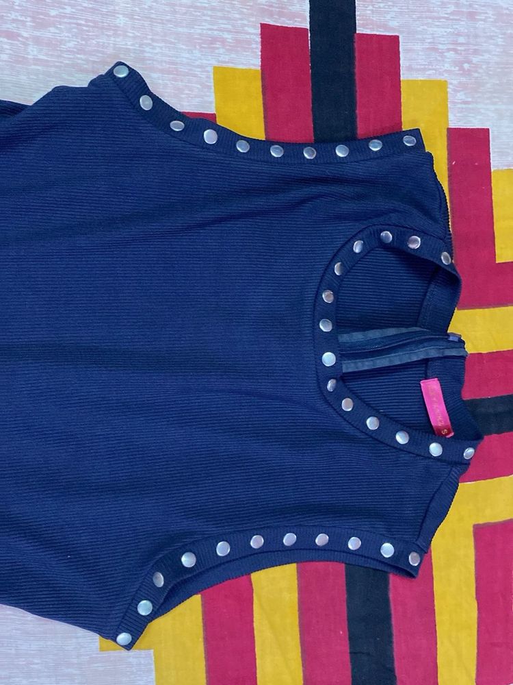 Ribbed Navy Blue Jumpsuit