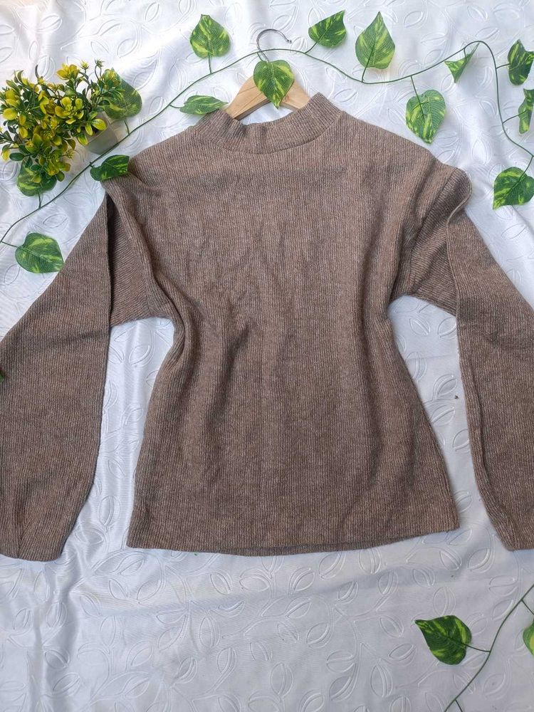 Zara Cozy Brown Knit Sweater 🤎