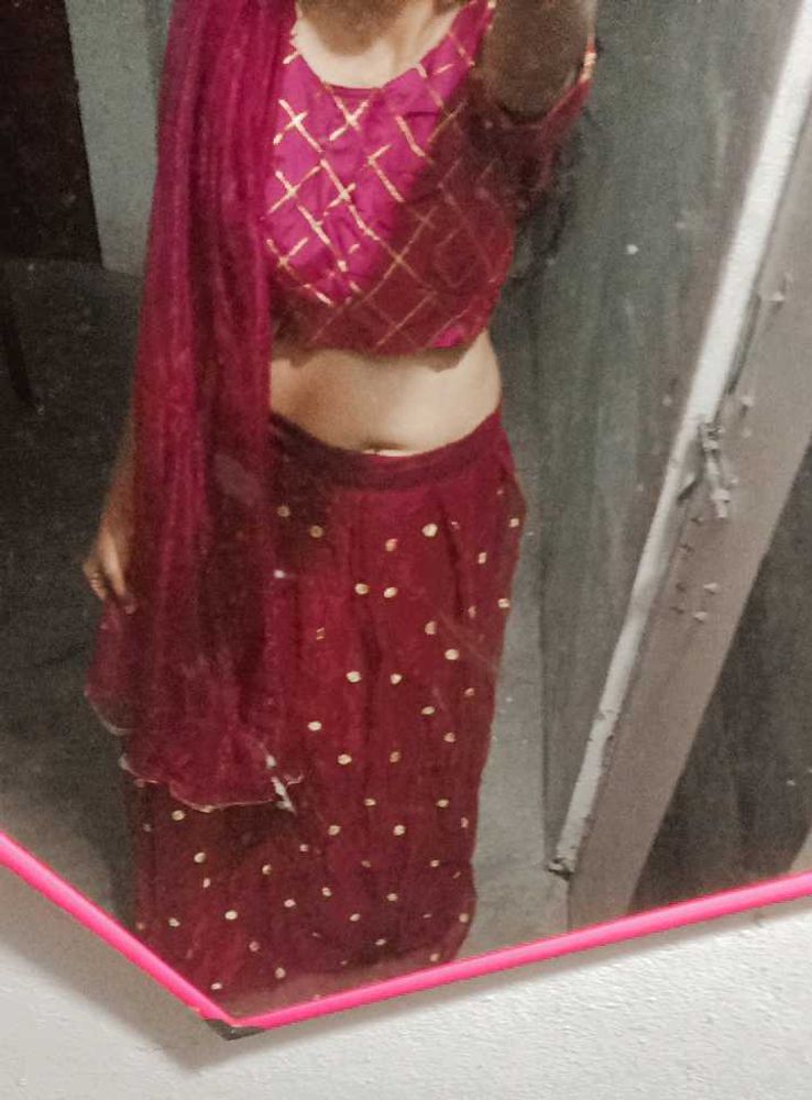 pink and Blue Lehenga Choli Combo Set