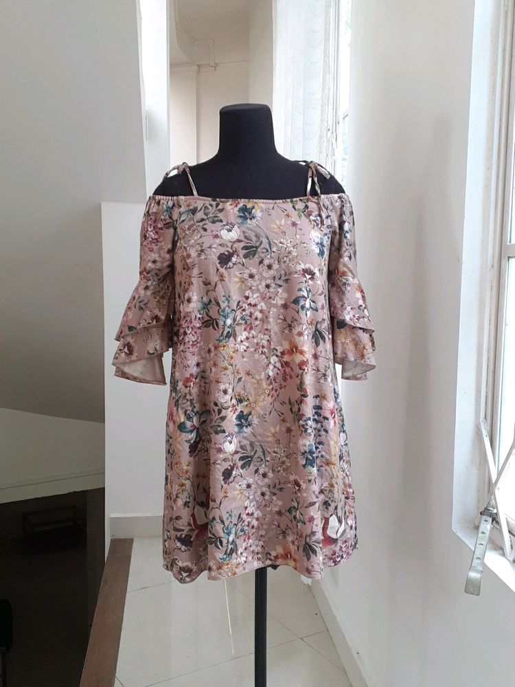 ZARA Floral Off-the-Shoulder Dress