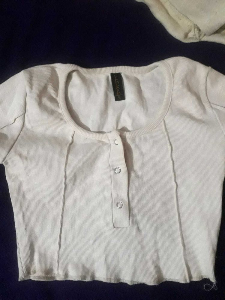 Casual Button-Up Crop Top