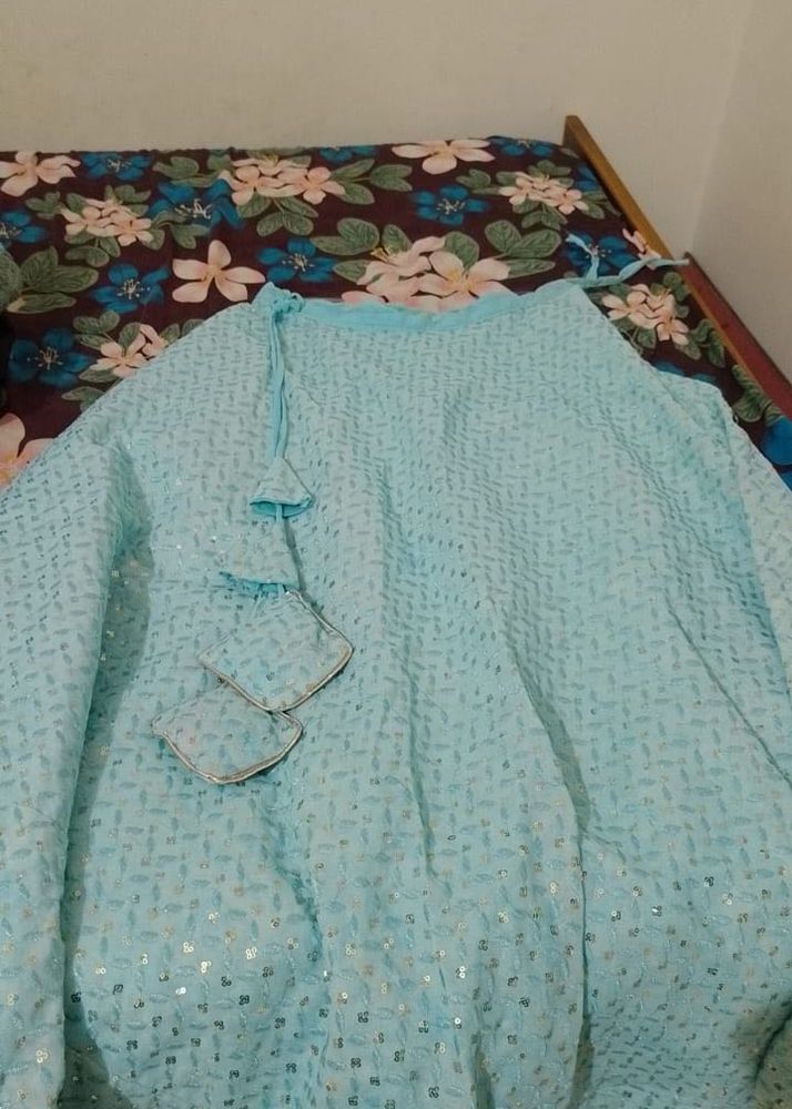 Sequins Work Lahenga With Tussle