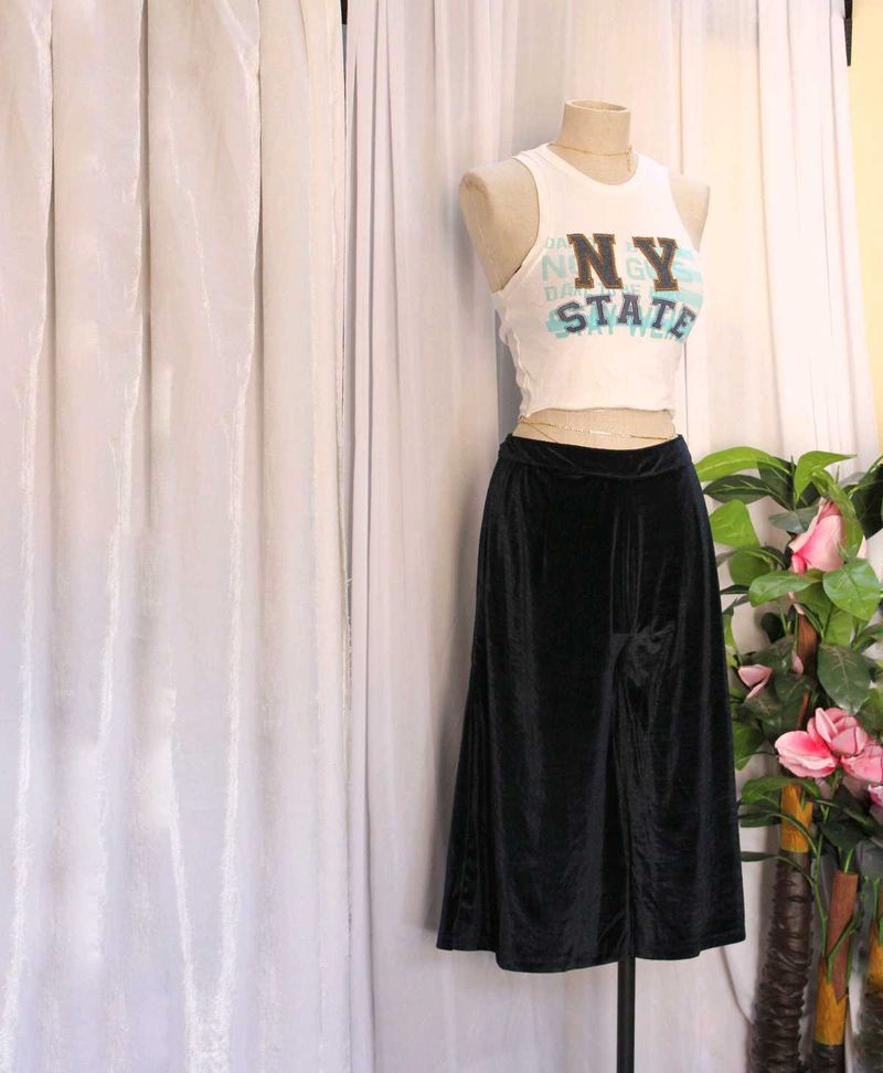 Ajio Navy Blue Culottes With Zipper