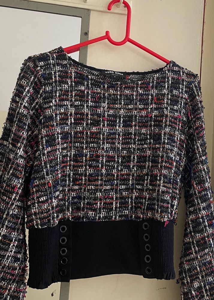 Multi Colour Textured Tweed Top